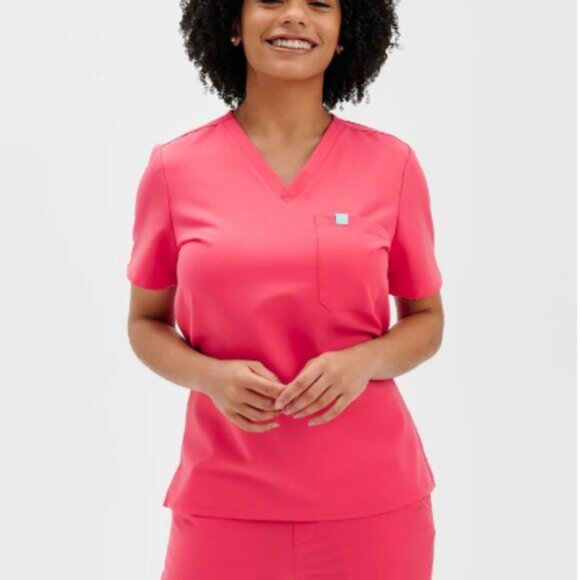 Garde Malade Scrubs Gabrielle top XS Rosie joggers S in "Flamingo" - Picture 7 of 7